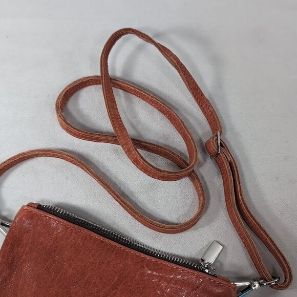 Maxon Collection Italy Leather Crossbody Burnt Orange Brown Adjustable Strap - Picture 4 of 13
